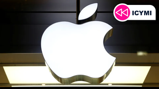 An Apple logo with an ICYMI sign in the top right corner